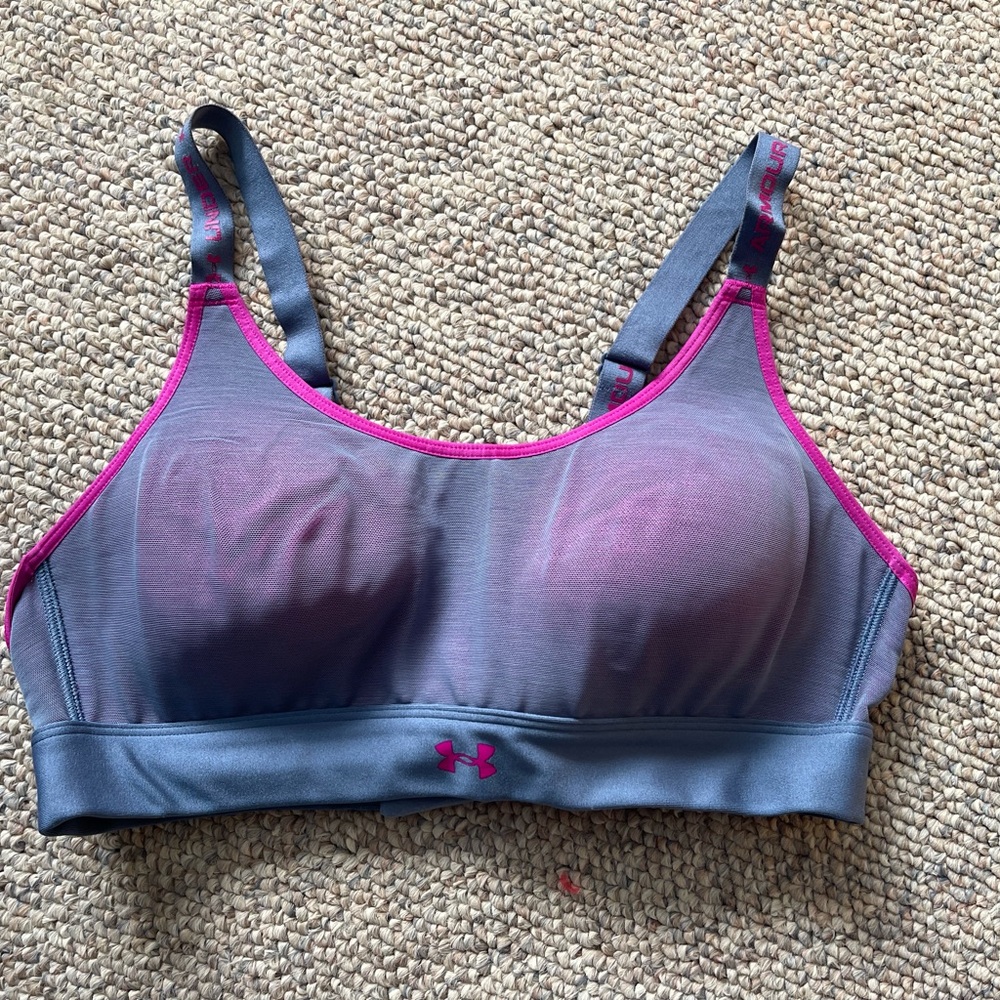 Under Armour Women's Charcoal and Magenta Sports Bra